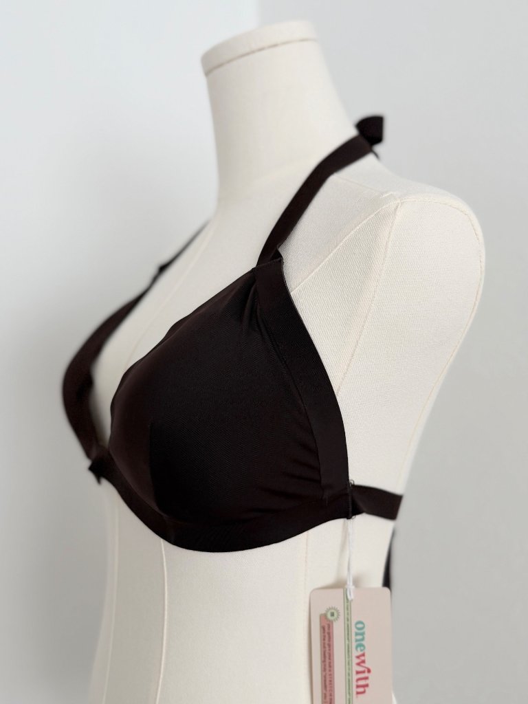 Onewith Swim Wainscott Brown Swimsuit Triangle Halter Bikini Top Nwt (Medium) — image 4 of 8